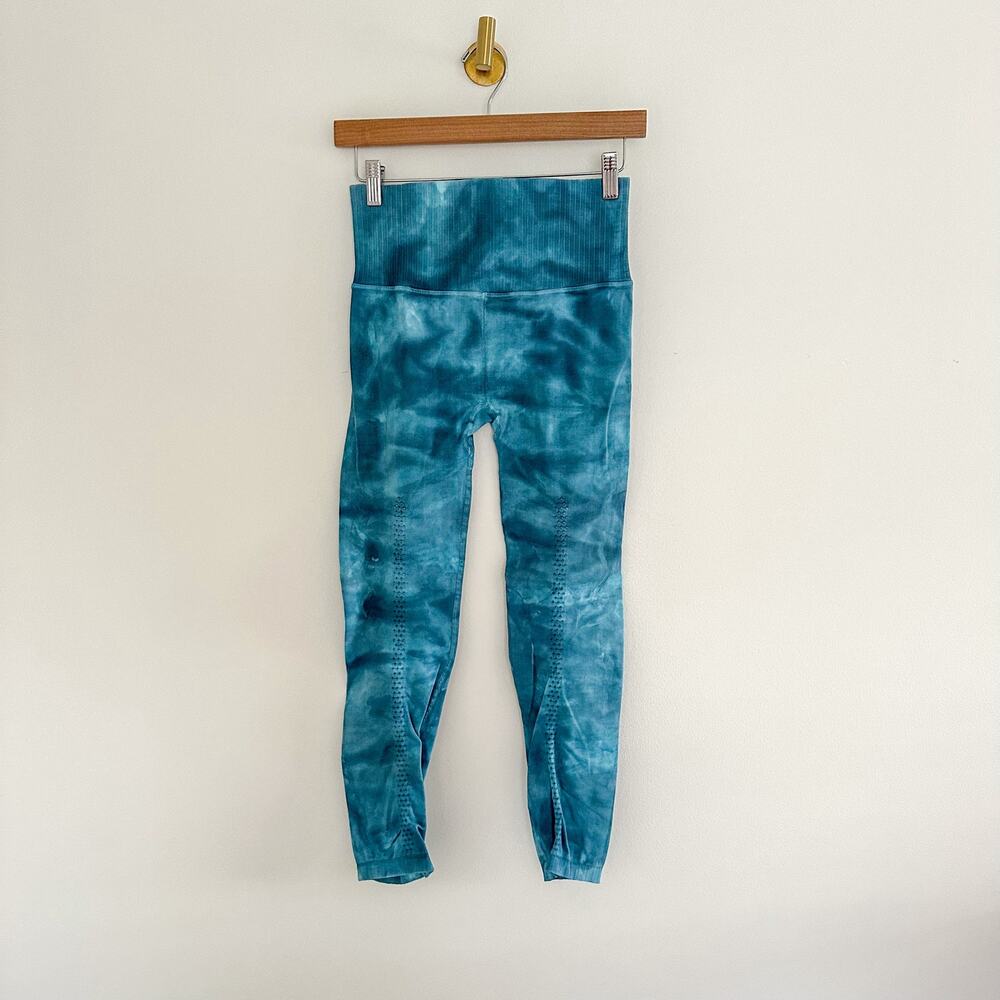 Free People Good Karma Tie Dye Yoga Leggings in Blue Peacock - Picture 3 of 8